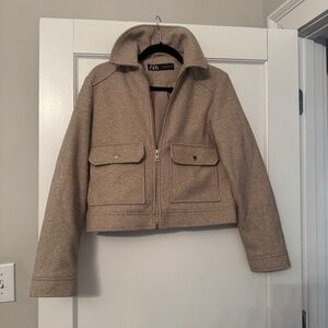 ZARA Cropped Neutral Utility Jacket XS